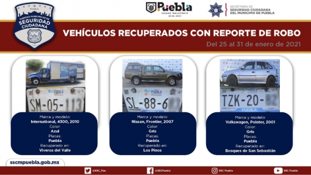 Remite Policía Municipal de Puebla 21 vehículos ante el agente del Ministerio Público