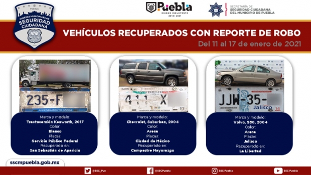 Remite Policía Municipal de Puebla 15 vehículos ante el agente del Ministerio Público