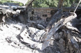 Los restos se encontraban al interior de una camioneta consumida por el fuego
