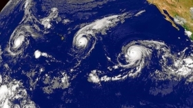 Trío de huracanes en el Pacífico central Kilo, Ignacio y Jimena