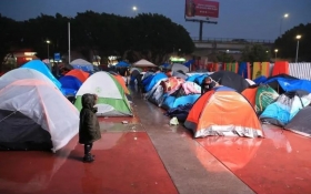 Campamento de refugiados de El Chaparral, en Tijuana.